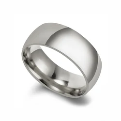 Letdiffery Elegant Golden Stainless Steel Wedding Bands - Smooth Fashion Jewelry - 12 (8mm Silver Color)