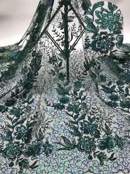

(5yards/pc) High quality sequins embroidered French net lace fabric fantastic African party lace for making dress FRF022