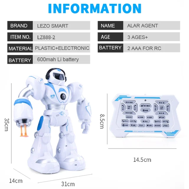 New Smart Robot Intelligent programming rechargeable Radio Control robots  Soft missile launch