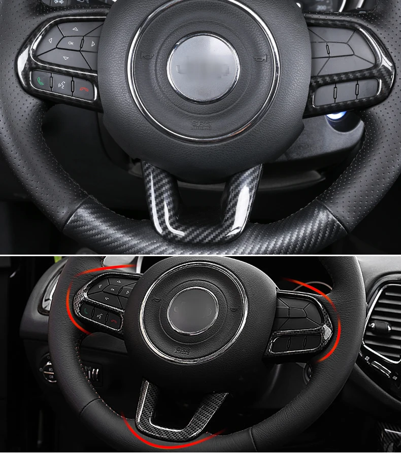 ABS хром/углеродного волокна крышка рулевого колеса отделка наклейки для Jeep Compass аксессуары для интерьера