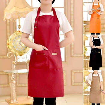 

Newly Waterproof Canvas Apron with Pockets Kitchen Restaurant Cooking Accessories for Men Women
