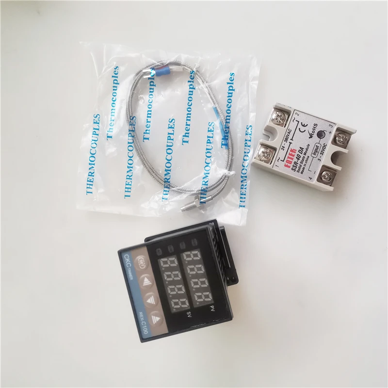 Set Of Pid Digital Temperature Thermostat Regulator Controller Rex-C100 With Ssr Output+Thermocouple K+Solid State Relay Ssr 40A