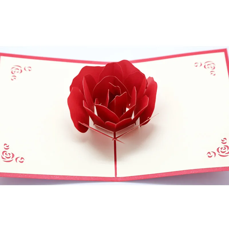 5pcs Paper Model 3D Rose Stereo Greeting Card Valentine s Day Card Creative Handmade Paper Carving 3