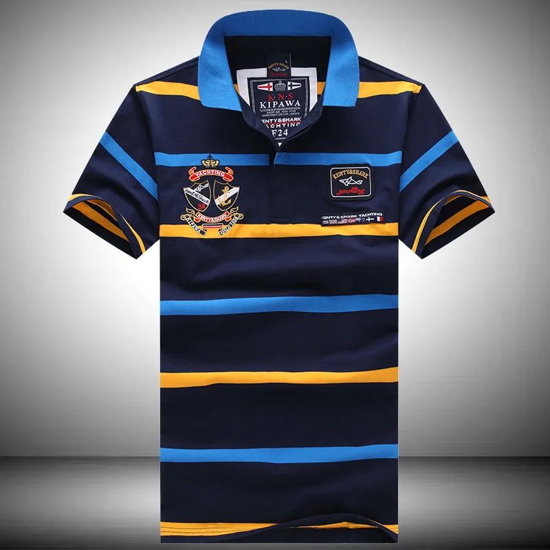 

Summer Men's Casual Breathable Striped Modal Short Sleeve Embroidery Polo Shirt 2020 New Pure Cotton Fashion Shark Brand Clothes