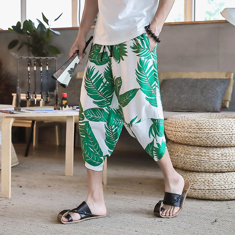

2019 Summer Chinese-style New Style Youth Capri Pants Casual Ethnic-Style Loose Pants Fashion Pants K092