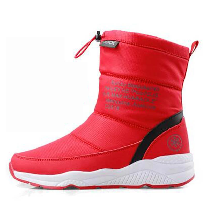 LZJ New Women Winter Boots Non-slip Waterproof Snow Boots Women Thick Plush Ankle Boots for-40 Degrees plus size 36-44 - Цвет: Red