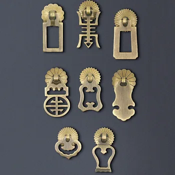 

5pcs Chinese Style Antique Cabinet Handle Brass Drawer Pull Knob Book Bookcase Drop Handles Bronze Retro Furniture Door Knobs