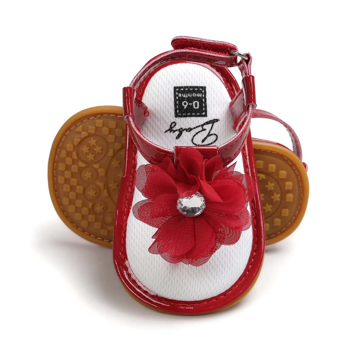 

2020 New Pu Leather Angle Sandals Non-slip Baby Moccasins Crib Shoes Girls Polk Dots Bow Crystal Princess Sandals