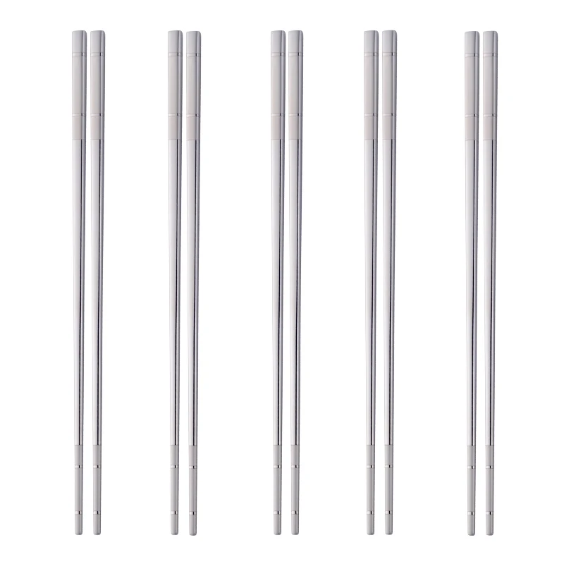 5 пар японских палочек для еды из нержавеющей стали лазерный гравер для металла квадратная ручка портативная многоразовая палочка для суши Хаши набор - Цвет: 5 pairs silver
