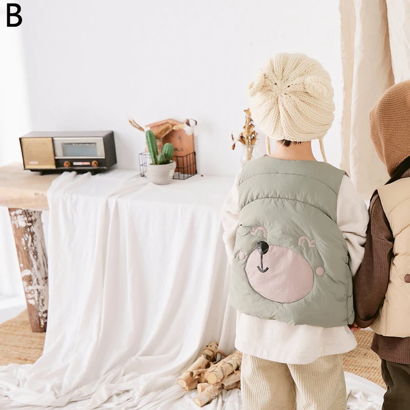 light green for boy Новинка года; детское хлопковое пальто; сезон осень-зима теплый жилет милый Повседневный хлопковый жилет для мальчиков и девочек детский жилет с героями мультфильмов для детского сада - Цвет: light green for boy