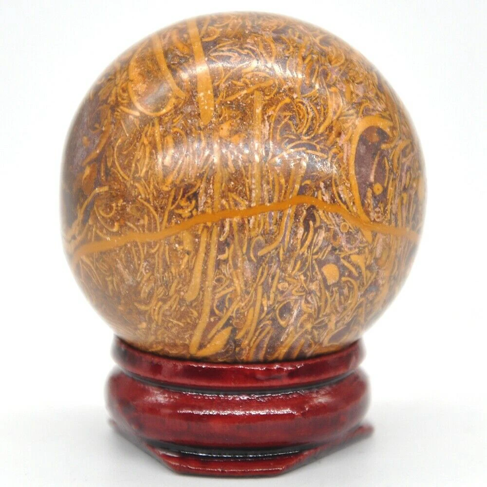 40mm Fossil Elephant Skin Jasper Quartz Crystal Shpere Healing Reiki Gemstone Massage Ball Trinket Natural Stone Decoration