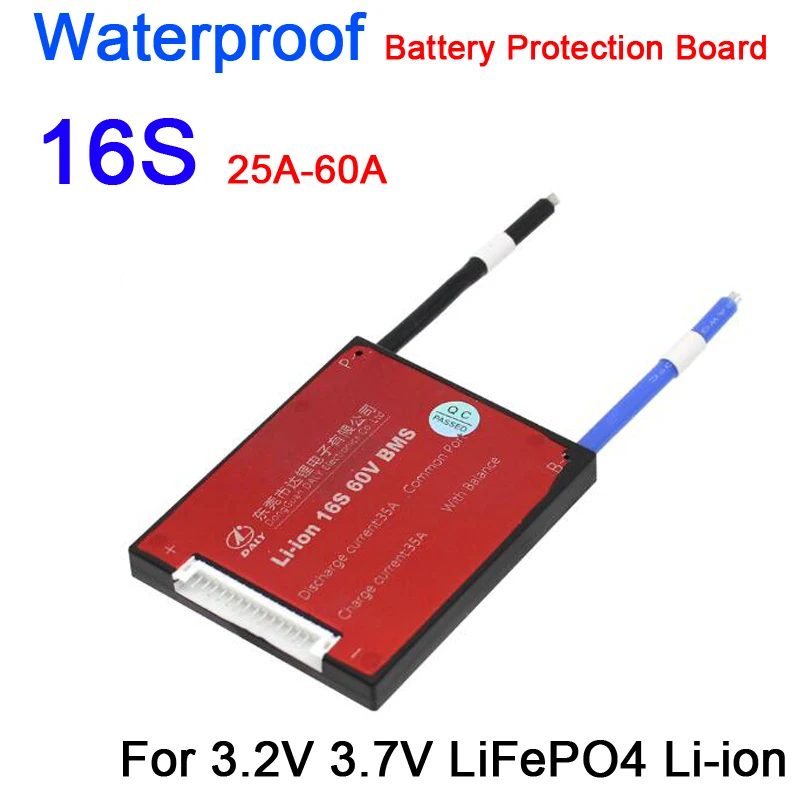 Waterproof 16S 48V 60V 25A 35A 40A 45A 60A LiFePO4 Li-ion BMS lithium battery Protection Board W/ balance 3.2V 3.7V CELLS |