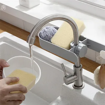 

Dish Sink Hanging Rack Sink Drainable Square Shelf Bathroom Kitchen Faucet Towel Hanging Rack Household Storage Box