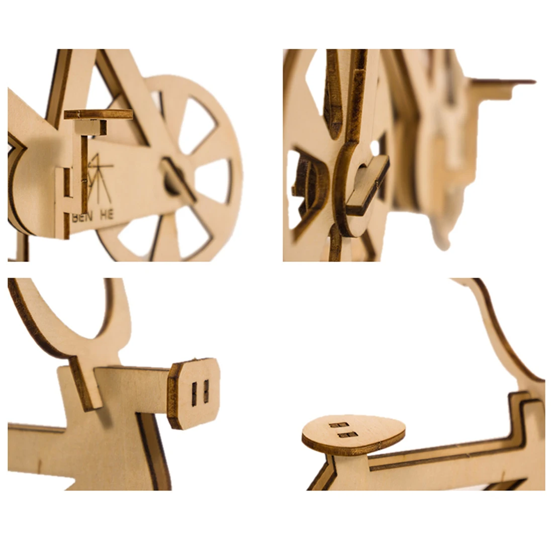 14Pcs DIY 3D Bicycle Puzzle Wooden Model Building Kit Assembly Bicycle Toy Christmas Gift For Children Friends Over 6