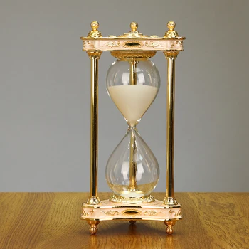 

Gold Silver White Jeweled Metal Sand Clock 30 Minutes European Rose Flower Branch Design Home Tabletop Zinc Alloy Sand Glass