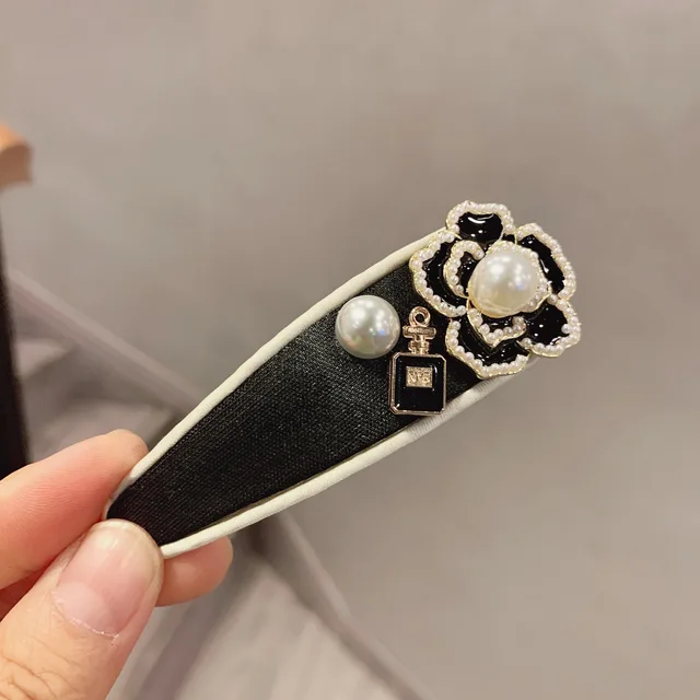 Adult Women Camellia Pearl Barrettes Hairpins Hair Clips Fashion Korean Lady Girl Head Wear Accessories-AS-W20 Coral Red