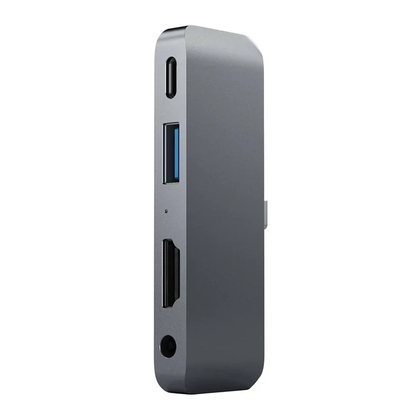 Серый CARPRIE алюминиевый type-C мобильный Pro концентратор адаптер с USB-C PD Зарядка 4K HDMI USB 3,0 3,5 мм разъем для наушников для IPad Pro - Цвет: Серый