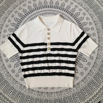 

Knitted Women Sweaters 2020 Summer Knitted Pullovers Women Casual Short Sleeve O-neck Sweater