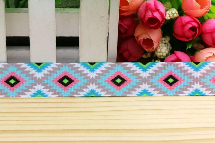 DHK 7/8'' 5yards aztec printed grosgrain ribbon headwear hair bow diy party decoration 22mm E1090