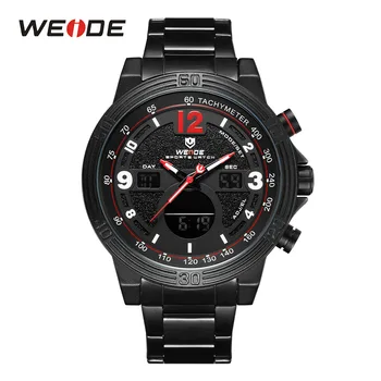 

WEIDE Military Men Sport Watch Digital Alarm Auto Date Male Clock Fashion Waterproof Wristwatches Steel Band Relogios Masculino