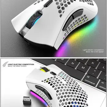 

Rechargeable RGB LED Optical Honeycomb Game Mice 1600DPI 2.4G USB Wireless Mouse