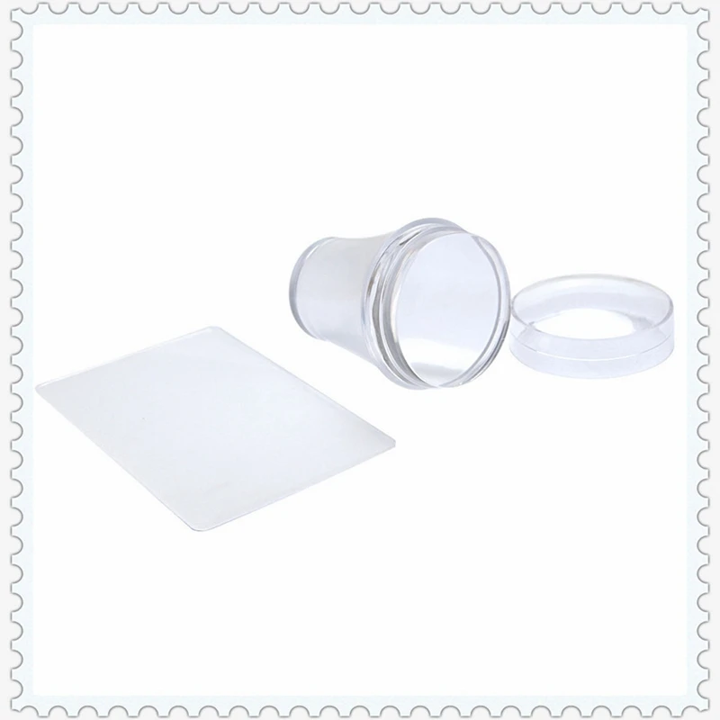 1Set Transparent Silicone Head Jelly Seal Stamps Stamping Nail Polish Nail Art Scraper Diy Tool Kit With Matte Handle