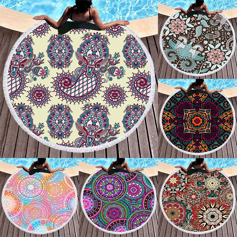 2021 New Beach leisure resort creative swimming towel Microfiber Bath Towels yoga mat shawl bandage round  beach towel
