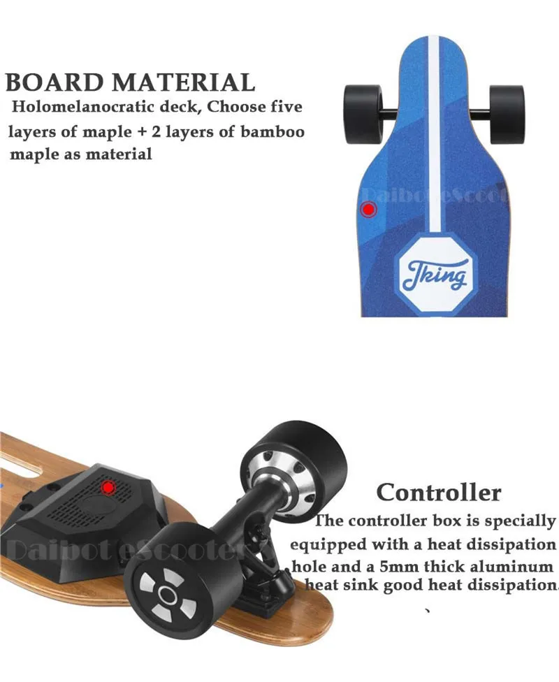 Daibot Adult Electric Scooter Electric Scooters Dual Motor 450W BlackRed Portable Remoter Control 4 Wheels Electric Skateboard  (11)