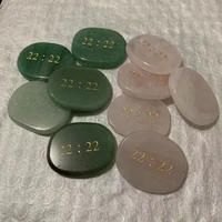 Natural Pink Rose Aventurine Palm Stone Carved Double 22 Lucky Number Palmstone Spiritual Healing Wish Stone Crystals Crafts 1pc 2