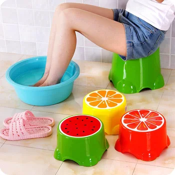 

4 Colors Lovely Cartoon Stools Fruit Pattern Living Room Non-slip Bath Bench Child Stool Plastic PP Changing Shoes Stool