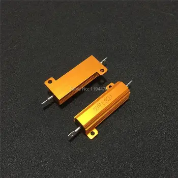 

10pcs/Lot RX24 50W 0.01R to 100K Ohm Golden Metal Shell Case Power Wirewound Resistor Aluminum Housing 5% Class J