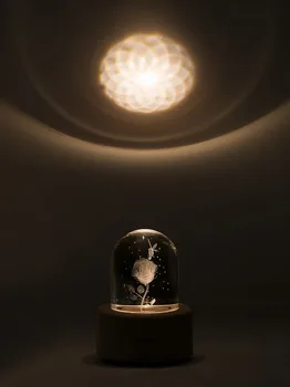

Nordic 3D Rose Crystal Ball Glowing Projection Rotating Music Box Romantic Birthday Gift Clockwork Home Decoration Wood Luck