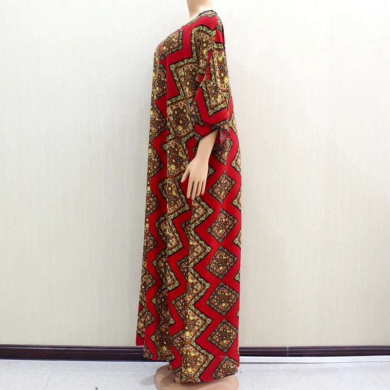 Разноцветные элегантные гофрированные женские платья Boho с коротким рукавом зимние Африканские модные макси платья с шарфом
