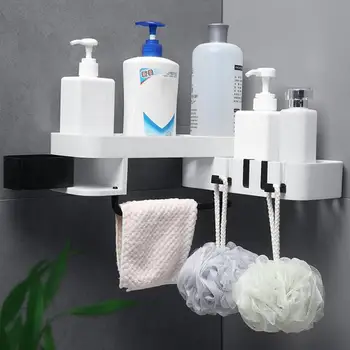 

Hollow Carving Storage Shelves Shower Trays Shampoo Wall Holder Adhesive Home Bathroom Corner Kitchen Storage Organizer
