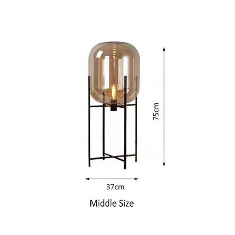 Amber Middle Size Современный Стеклянный высокий E27 Светодиодный светильник с подставкой для гостиницы, спальни, гостиной, личного офиса, лофт, прикроватный столик, скандинавский Декор - Цвет абажура: Amber Middle Size
