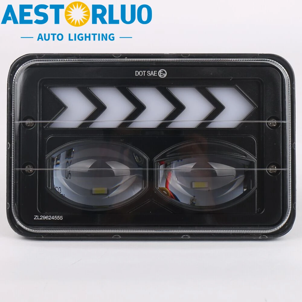 

Квадратный проектор AESTORLUO, Заводская поставка, 2 шт., 4x6 дюймов, с запечатанным лучом ближнего/дальнего света, задний световой индикатор для Kenwort Ford Probe