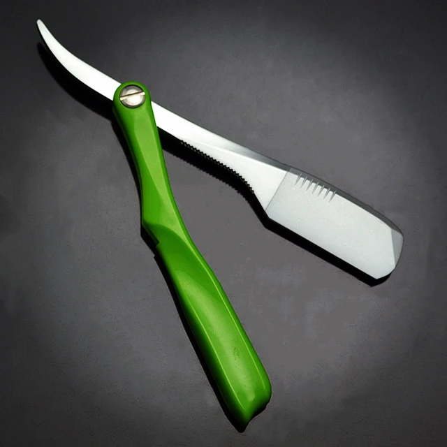 Plastic Handle Barber Blade Holder Folding Shaver Vintage Razor Men Shaving Barber Tool G0131 green