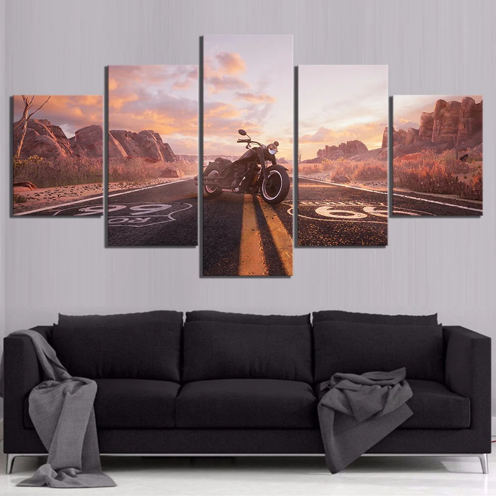 DIY diamond Paintings cross stitch Picture Road Numbers Route 66 Motorcycle Vehicle 5pcs diamond embroidery Landscape Home Decor