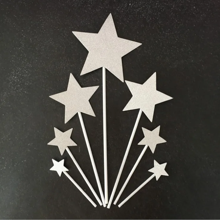 New Style Birthday Five-pointed Star Cake Inserting Card Party Card Instert Cake Heart Shape Decoration Decorative Flag Black An
