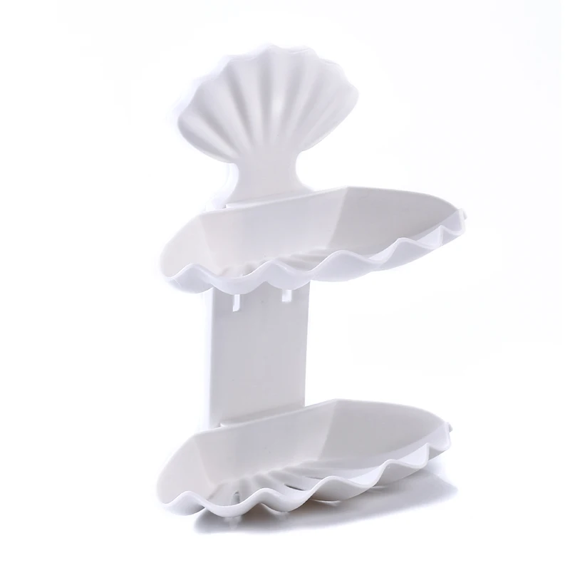 Creative Asphalt Soap Box Without Perforation Double Bathroom Toilet Personality Portable Shell Double Soap Shelving - Цвет: white