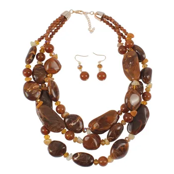 

European and American Necklace suit crystal resin clavicle chain geometric exaggeration multi-layer spring and summer Necklace