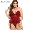 Beonlema Women Plus Size Sexy Lingerie Red Corset Bustiers Erotic Lace Underwear Mesh Corselet Tops Blue Black S-6XL Bodice ► Photo 2/6
