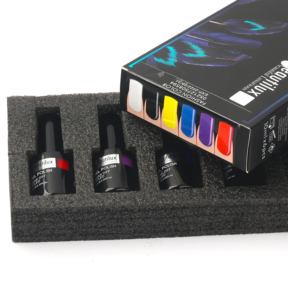 Günstige Beautilux Nagel Salon Professional Gel Polish Kit 6 stücke Soak Off UV LED Nagel gel Politur Set Nail art Maniküre anzug Geschenk Box