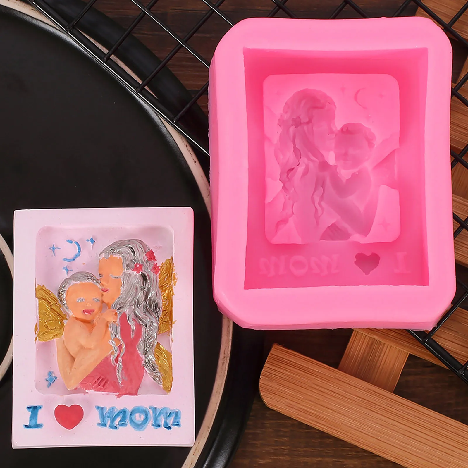 Mother's Day Fudge Cake Silicone Mold Mother And Child Shape Baking Tool Angel Form Tools Molds |