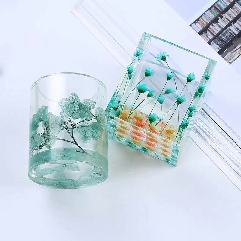 Кристалл эпоксидной смолы DIY крафтовый держатель для ручек силиконовые формы прозрачный цветок формы для горшков P666