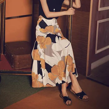 

Boho Chic Floral Print Midi Skirt Women Fashion Summer 2020 Beach Sexy Split High Waist Skirts Casual Ladies Elegant Holiday OL