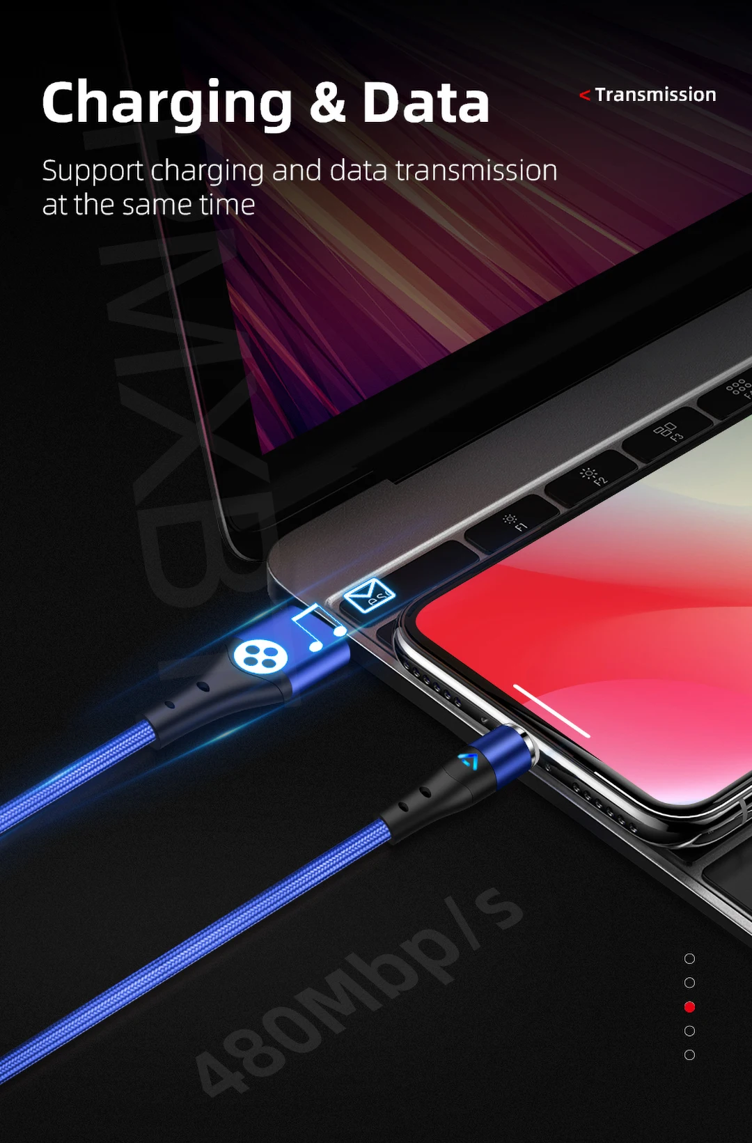 1 м/2 м светодиодный магнитный кабель Micro usb type-C кабель для iPhone 8 samsung Xiaomi Магнитный кабель для зарядки телефона провод USB-C шнур для зарядного устройства
