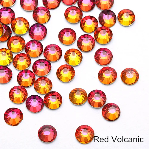Red Volcanic 1000 шт блестящие стразы, стеклянные стразы без горячей фиксации, стразы с плоским основанием, стразы без горячей фиксации, украшения для ногтей Y2802 - Цвет: Red Volcanic
