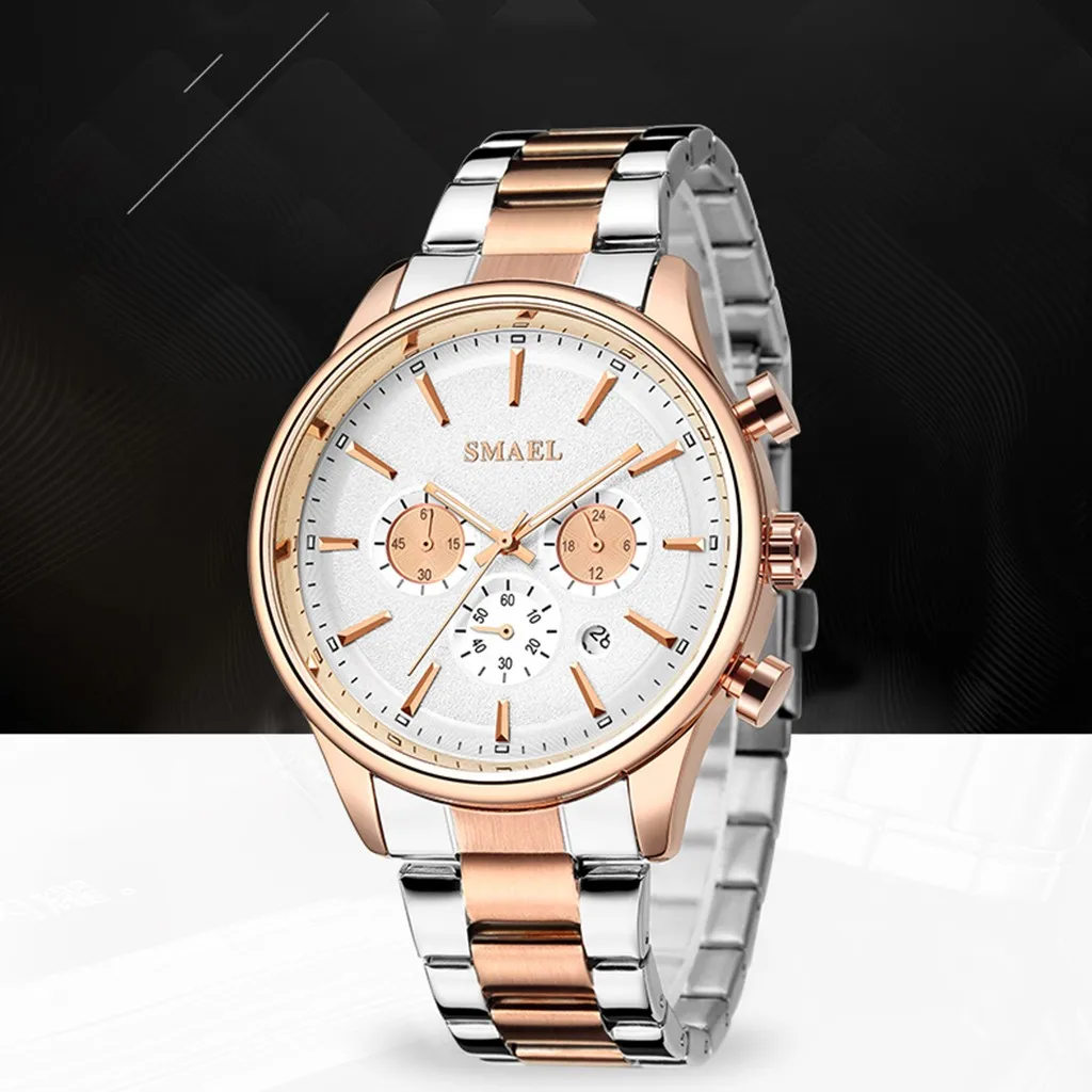 Модные мужские кварцевые часы с тремя глазами шесть контактных матовых