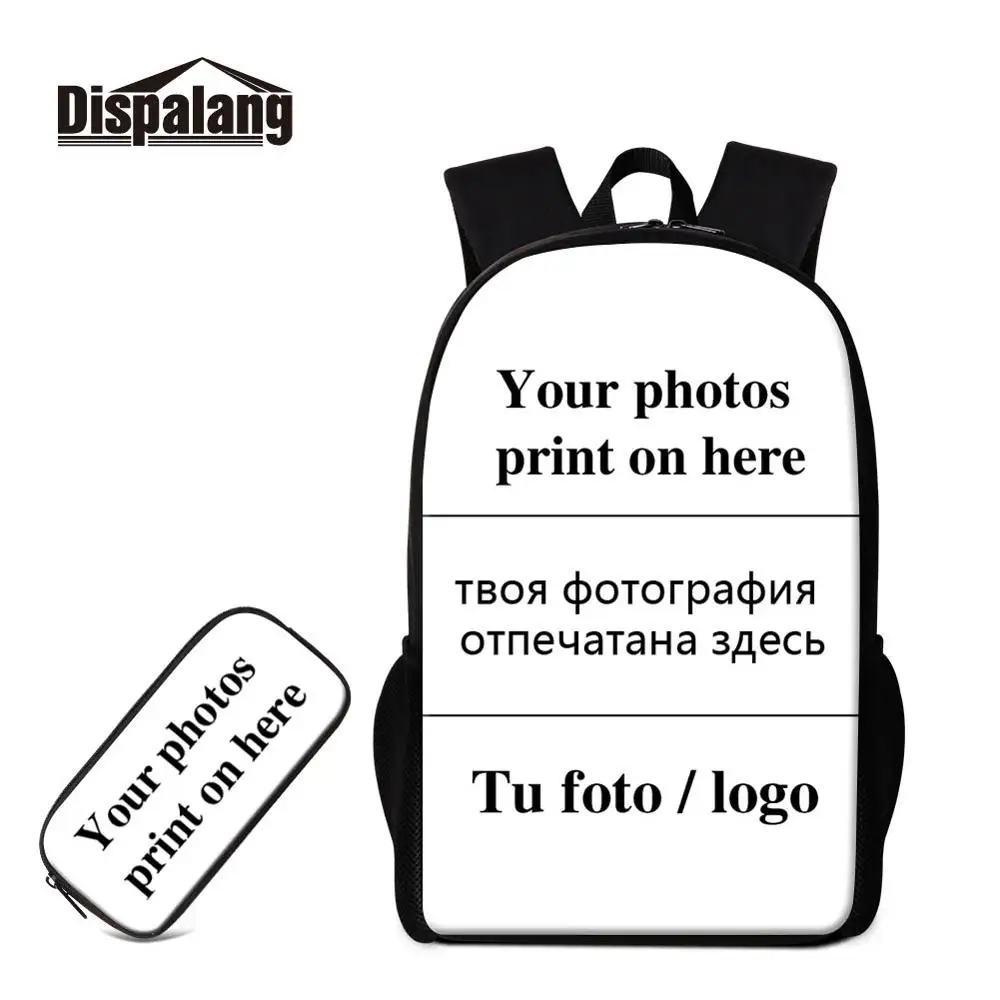 

Пользовательский логотип рюкзак для школы с пеналом детский полиэстеровый рюкзак с принтом для девочек DIY Изображение школьный рюкзак для мальчиков книжный мешок